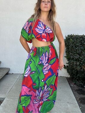 Farm Rio Tropical Bunch Open Waist maxi Dress
